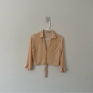 Forever 21 Plaid Crop Top with Drawstring and Collar | Size: S